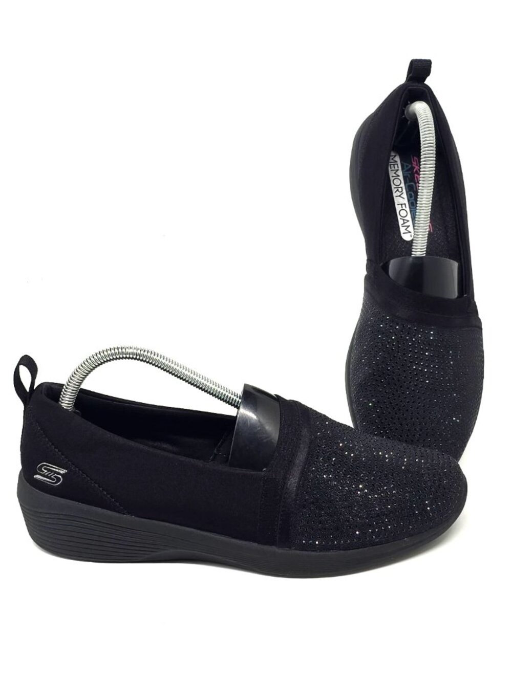Skechers Arya Shine and Glow Black Slip-on Casual Sneakers 104110 Women's Size 9
